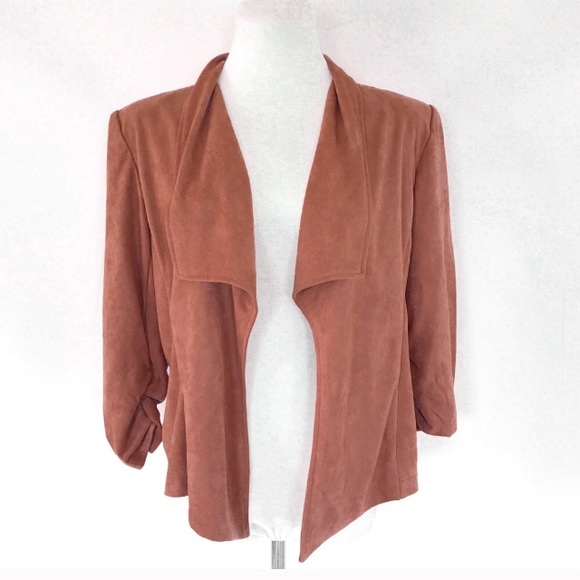 Roz & Ali Jackets & Blazers - Roz & Ali Faux Suede Rust Burnt Orange Jacket